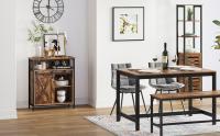 VASAGLE Mueble de Almacenamiento, Aparador, Armario de Cocina, con Puerta Corredera, 30 x 70 x 80 cm, Estante Ajustable, Estilo Rústico, para Sala de Estar, Marrón Rústico y Negro/Marrón Roble y Negro - details 1
