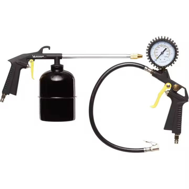 MICHELIN - Kit para bicicletas (Incluye pistola de inflado, pistola de limpieza, boquilla) - Presión de trabajo: 4-8 bar - 1
