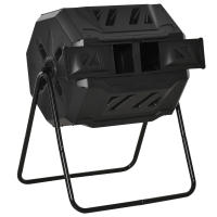 Outsunny Compostador de Tambor Giratorio con Capacidad 160 litros de Doble Cámara y Ventilación Marco de Acero para Residuos Orgánicos de Jardín 71x64x96cm - details 0