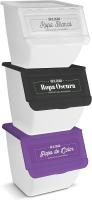 Cubo de Basura de Reciclaje - Pack 3 Cubos Apilables de Cocina con Ruedas - Capacidad 36 L - Ideal para Reciclar (Plástico - Papel - Vidrio) - details 7