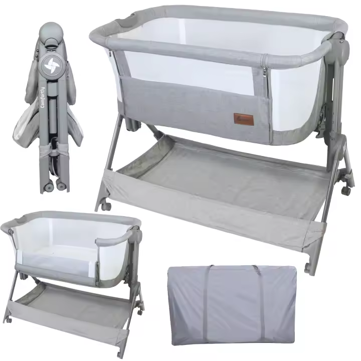 Twinly - Cuna Colecho bebé Minicuna Viaje portátil, fácil Plegado Compacto Altura Ajustable 5 Posiciones, Nacimiento 0+ hasta 6 Meses Comfortly – Bolsa Transporte, colchón, Cesta, sin Montaje - 1