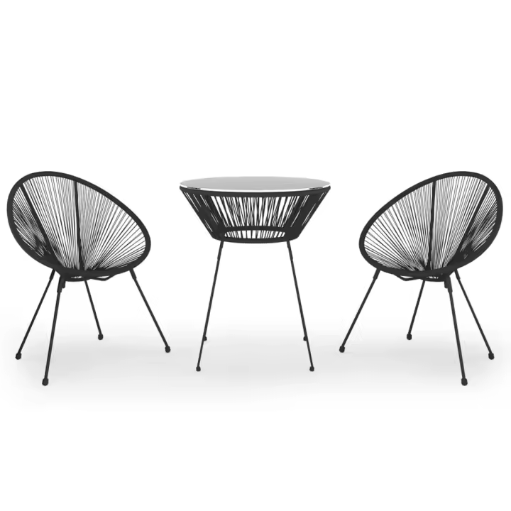 vidaXL Juego de comedor de jardín 3 piezas ratán PVC negro - 1