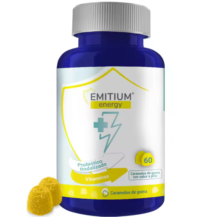 Gominolas con Cafeína, Ginseng y Taurina  Vitaminas C, D, B12  Aumenta Energía y Reduce Fatiga  Mejora Rendimiento Físico y Mental  Para Estudiantes y Deportistas  60 Gominolas  EMITIUM® Energy - 1