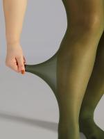 Pack De Medias Elásticas De Cintura Alta Talla Grande Verde Sólido Translúcido Para Mujer Medias Dalian De Spandex Y Nylon - details 1