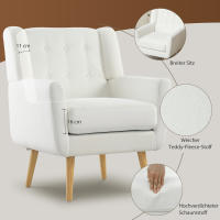 Tapizado Reclinable Teddy Reclinable de Lana Pata de Madera, Blanco - details 2