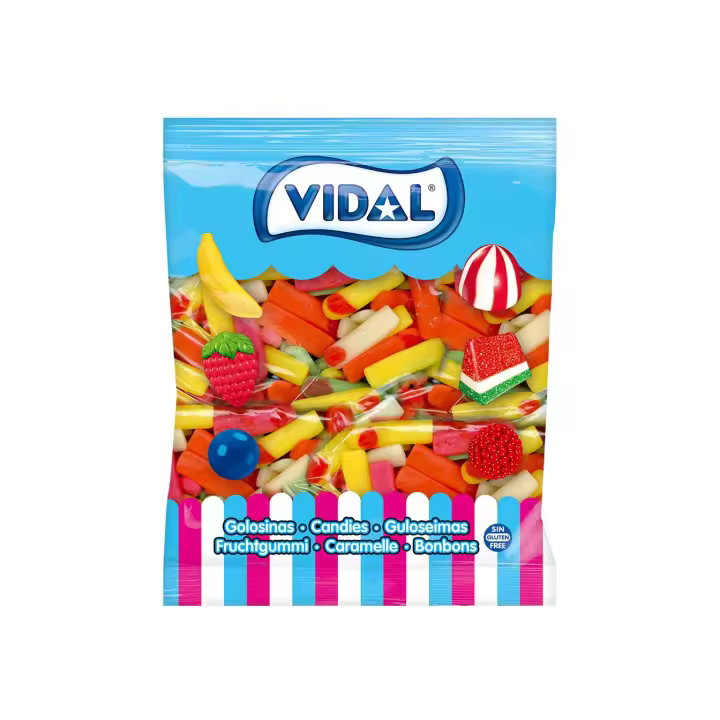 Dedos de Goma Vidal de Frambuesa 1 Kg (Sin Gluten) - Golosinas Suaves y Brillantes para Fiestas Temáticas y Halloween - 1