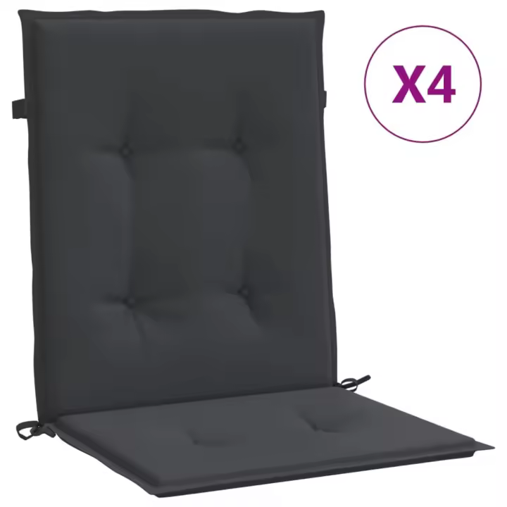 Zapatilla de Silla de Jardín respaldo Bajo 4 UDS Canvas Oxford Negro - 1