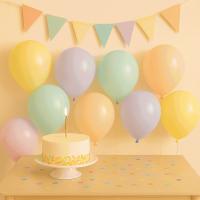 Banner - Globos de Cumpleaños Orgánicos 100 Piezas - 100% Látex Natural Biodegradable - Multicolor Pastel - 20 cm