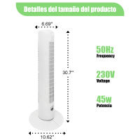 Artree | Ventilador de torre silencioso potente 50W, oscilante,  3 niveles de ventilación - details 0