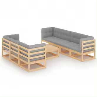 VIDAXL 3076419 conjunto de muebles para jardín de madera acabado natural con cojines color gris vida xl - 1