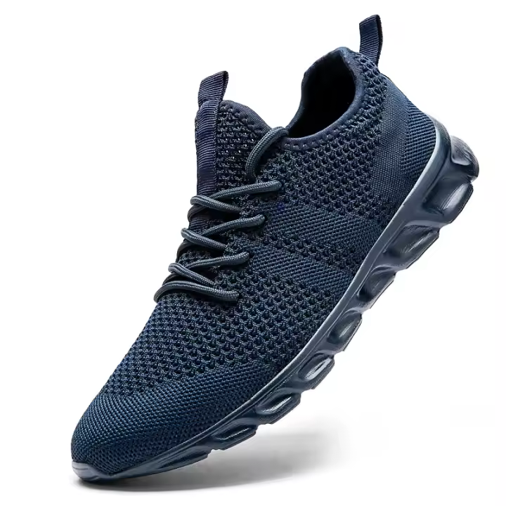 Zapatos Deportivos Casuales Para Hombre Zapatillas Ligeros Blancas Y Negras Transpirables De Malla Para Correr Y Jogging - 1
