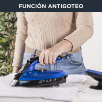 Rowenta Freemove Plancha de Vapor Sin Cable, Modelo Negro y Azul, 2400 W, Salida de Vapor Continua de 27 g/min, Golpe de Vapor de 115 g/min, Tecnología Sin Cable, Prácticas Prestaciones DE5010D1 - details 2