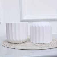 3PCS Maceta Redonda Vertical Estripada De 10.5x9.5CM Para Habitación Sala De Estar Balcon Hotel Frontal Textura Blanca Transparente - details 3