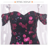 Vestido De Noche Suelto Romagic Con Encaje Y Lentejuelas Para Mujer Vestido De Fiesta De Graduación Y Bodas Espalda Descubierta Longitud Del Piés Sin Mangas Cuello En V Bodycon - details 5