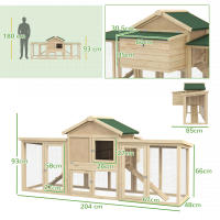 PawHut Gallinero de Madera 204x85x93 cm Jaula para 2-4 Gallinas Gallinero Grande con Nido Bandeja Extraíble Techo de Asfalto y Rampa para Exterior Natural - details 0