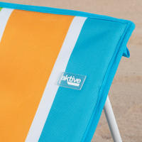 Aktive - Esterilla playa acolchada con respaldo, 155x52x40 cm, multicolor a rayas, soporta un peso máximo de 110 kg, estructura acero, tejido Oxford 600D, asa hombro de transporte, esterilla de playa plegable, esterillas con respaldo - details 4