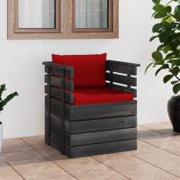vidaXL Sillón de jardín con cojines madera de pino en color Rojo/Antracita/Taupé y más | acolchados duraderos para sofás de jardín terraza exterior - details 0