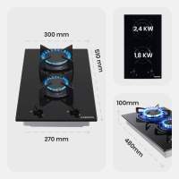 AREBOS Placa de Gas de 2 Fogones | Potente y Eficiente | Apta para Gas Natural y Propano | Seguridad Integrada - details 7