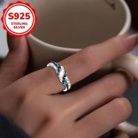 anillo femenino de diseño elegante retorcido,   925 incrustado con circonita sintética cúbica,   para boda,  , aniversario,  , banquete detalles 2