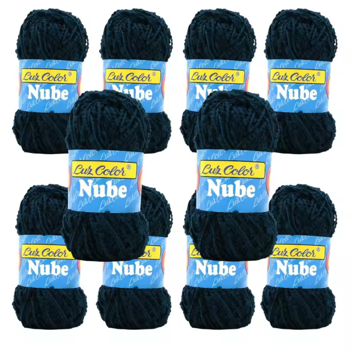 Lote 10 Ovillos Multicolor azul marino nube – Hilo Seda Suave con Nylon Premium  50g - 95m  Agujas 4-5 mm  LANAS LUZ COLOR - 1
