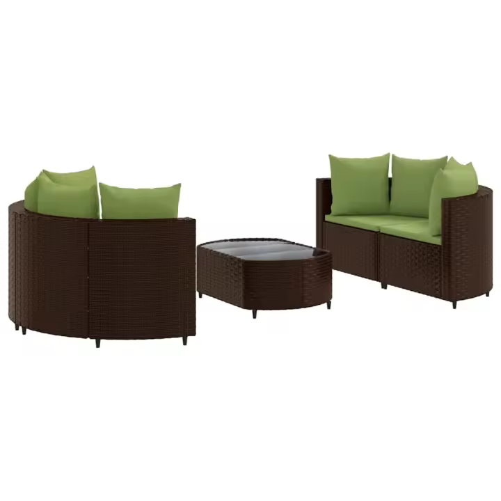 vidaXL Set comedor de jardín 5 piezas y cojines ratán sintético marrón - 1