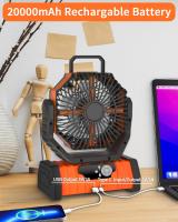 Ventilador Portátil Inalámbrico Con Luz LED Y Batería De Alta Capacidad De 20000mAh Para Camping Y Exteriores Incluye Gancho - details 2