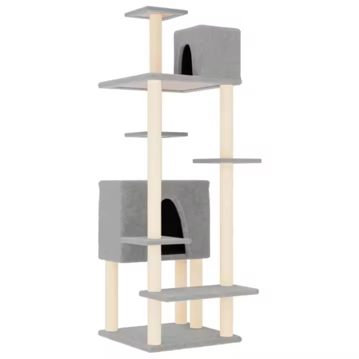 Rascador para Gatos with postes de ISAL gris Claro 154 cm - 1
