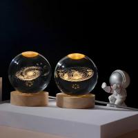 Lámpara De Noche De Cristal 3D Planetario Engravedo Por Láser Sistema Solar Decoración Para Escritorio Regalos De Festival Astronomía - details 2
