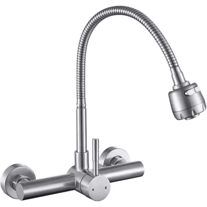 SSITO Grifo de Ducha para fregadero de Cocina, montado en la pared, 2 Modelos, Grifo de Agua fría y Caliente, Grifo para baño, Grifos con rotación de 360 - 1