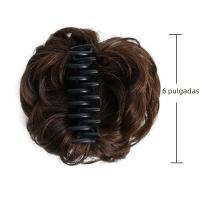 Extension De Pelo Rizado Y Enredado Para Mujer Scrunchie Chignon Sintético Estilo Updo Peça De Cabelo Artificial De Fibra De Alta Temperatura - details 4