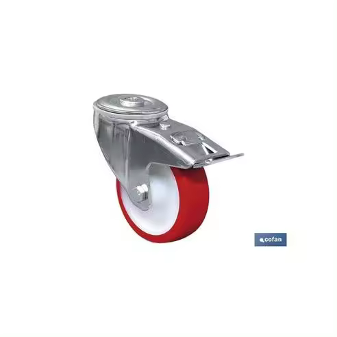 Cofan Rueda de Poliuretano Pasante/freno Ø80x30mm - Alta Resistencia - 1