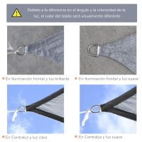 Outsunny Toldo Vela de Sombra Rectangular 4x3 m Toldo de Terraza Protección Rayos UV con Bolsa de Transporte Anillo de Acero Inoxidable y Cuerdas para Jardín Patio Gris - details 5