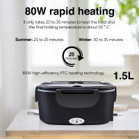 Fiambrera con calefacción eléctrica 2 en 1, fiambrera portátil de acero inoxidable con revestimiento, Bento, contenedor de alimentos, para coche y hogar, 12/24/220V, 1.5L, 60W - details 3