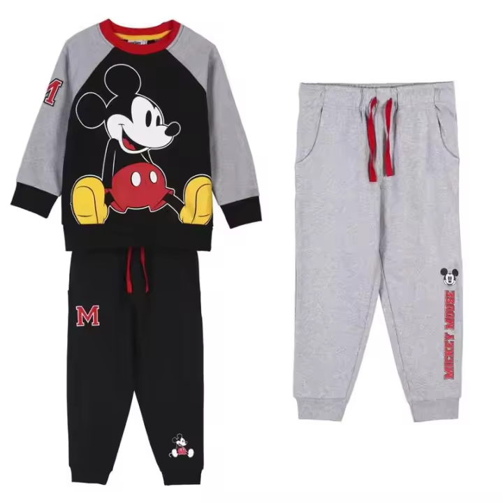Chandal de algodón conjunto de 3 piezas Negro de Mickey - 1