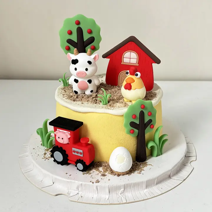 Decoración De Pastel De Animal De Granja Camión De Decoración De Pastel Para Fiesta De Cumpleaños Baño De Bebé Decoraciones De Fiesta - 1
