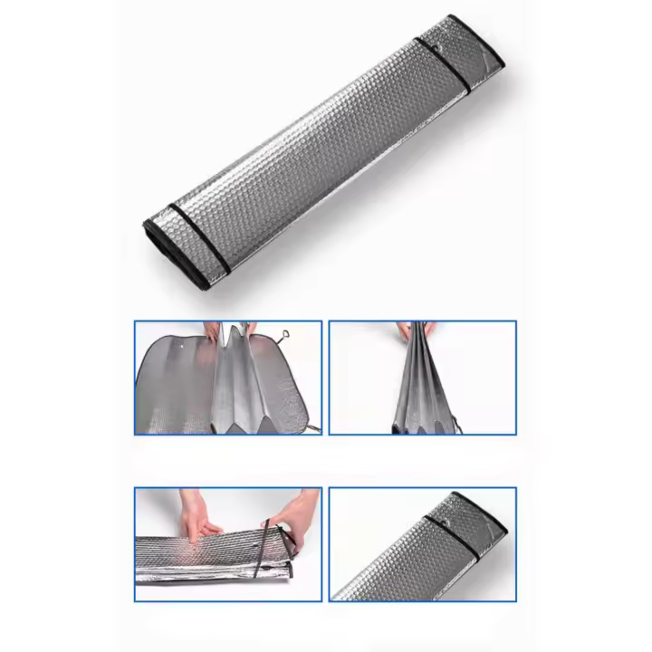 LILI HOME Parasol de Coche Doble Cara Plateada con Ventosas 60 x 130 / 70 x 140 / 80 x 170 cm. Diseñado para proporcionar una máxima protección, este parasol está fabricado con material reflectante de alta calidad que ayuda a mantener el interior de tu ve - 1
