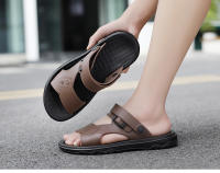 Sandalias De Verano Para Hombre PU Cuero Tacones Medios Antideslizantes Abierta Delante Zapatillas De Playa Cierre De Hebilla - details 16