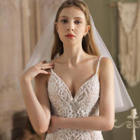 Vela De Boda Corta Elegante Con Dos Capas Y Cerca De Metal 75cm Blanco Para Fiesta Nueva Arriving 2021 Para Mujeres - details 3