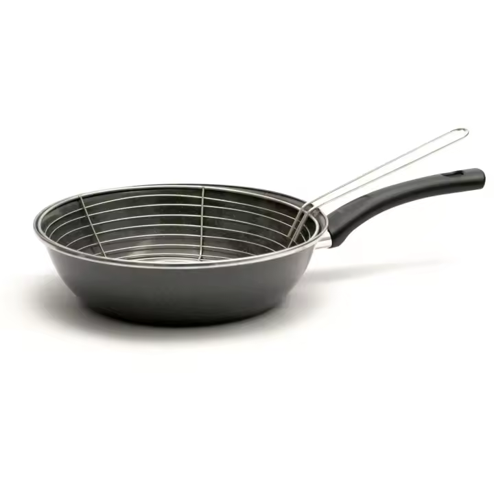 Magefesa Parma - Sartén freidora con cestillo 26cm, recubrimiento esmaltado, limpieza lavavajillas apta para cocinas de gas, vitrocerámica y gas, Fabricada en España - 1