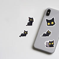 100PCS Pegatinas De Gato Familiar En Negro Cartoon Resistentes Al Agua Para Teléfonos Móviles Portátiles Y Estuches De Laptop - details 3