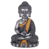 CAPRILO REGALOS & DECORACIÓN Figura Decorativa de Resina "Buda Gris Meditando". Adornos y Esculturas. Regalos Originales. Decoración Hogar. 18 x 15 x 26 cm. - details 0