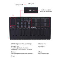 Teclado MIDI Controlador 25 Teclas Recargable Machine Maker De Pads De Toque RGB Con Engranajes Asignables Y Botones RGB Para Electrónica De Música - details 8