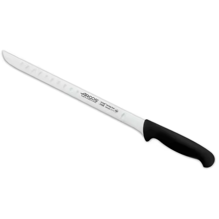 Arcos Cuchillo Jamonero Flexible - Hoja Acero Inoxidable Nitrum 280 mm - Ideal para Cortar Jamón y Carnes Grandes - Mango Polipropileno Negro - Serie 2900 - 1