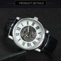 Reloj Mécanico De Lujo Para Hombre WINNER Diseño Minimalista Con Manos Luminosas Cuerda De Correa De Cuero Casual Adecuado Para Negocios - details 2