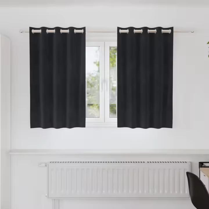 Cortinas opacas vidaXL con ojales 2 pcs de terciopelo negro - 1