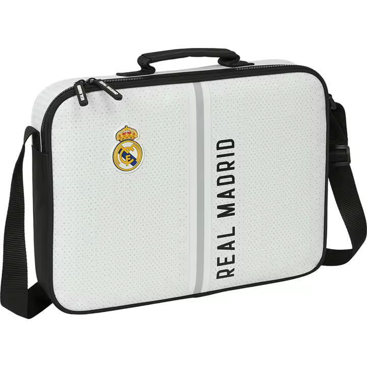 Safta - Cartera Extraescolares Real Madrid 1ª Equip. 24/25 - Licencia Oficial, Diseño Moderno, Ideal para Libros y Material Escolar, Material Duradero, Correa Ajustable - 1