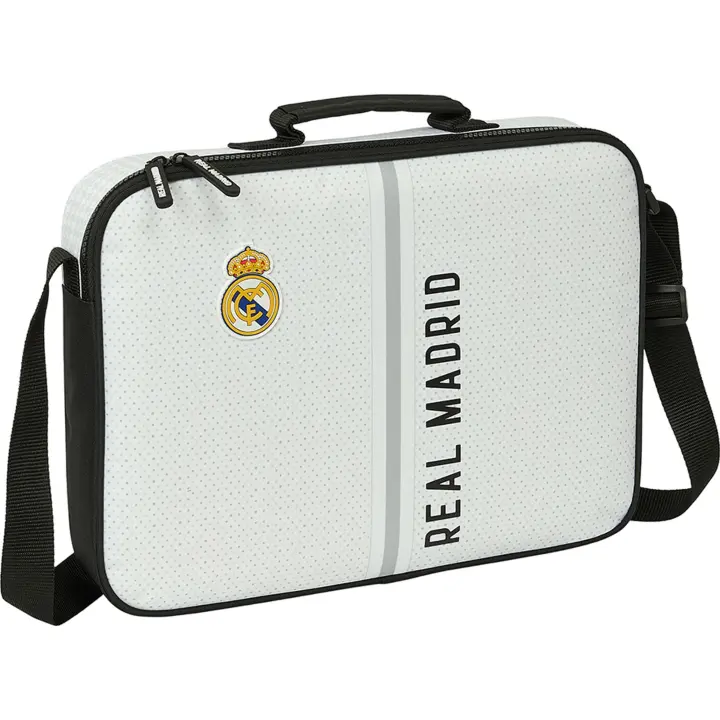Safta - Cartera Extraescolares Real Madrid 1ª Equip. 24/25 - Licencia Oficial, Diseño Moderno, Ideal para Libros y Material Escolar, Material Duradero, Correa Ajustable - 1
