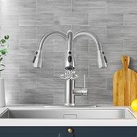 Grifo de Cocina Moderno de Maple inoxidable con válvula de bola, tratamiento de surface cepillado, Caño Grados giratorio de 360, pulverizador de doble función para Agua fría y Caliente-Níquel cepillado - details 11