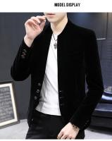 Camisa De Cuello Yuan Slim Fit En Veludo Estilo Coreano Moda Casual Para Hombres Abrigo Boutique Canario Nueva Version - details 6