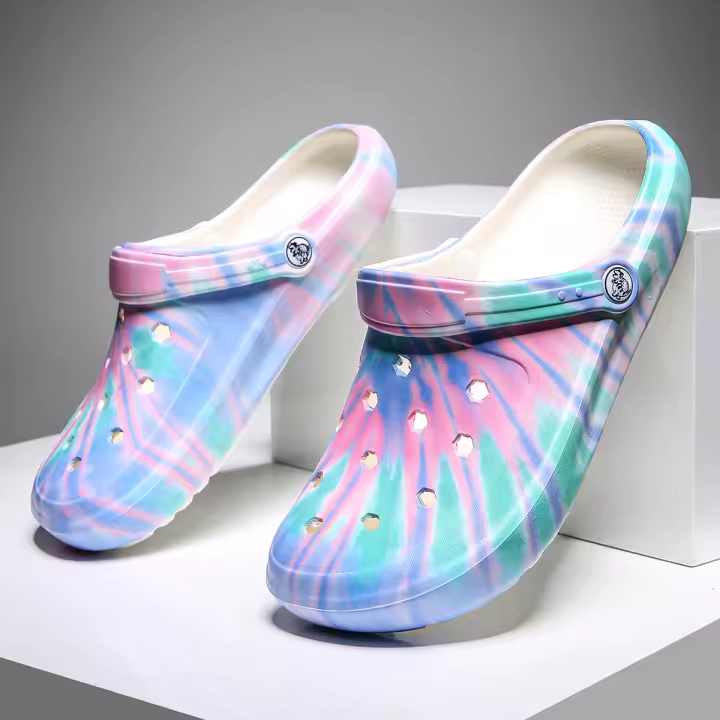 Clogs De Jardín Ligeros Y Transversales Para Mujer Con Patrón Tie-dye Cómodos Y Antideslizantes Sandalias De Playa - 1